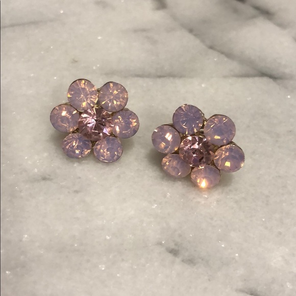 Pink Opal Crystal Flower Cluster Earring,NWT - Picture 5 of 6